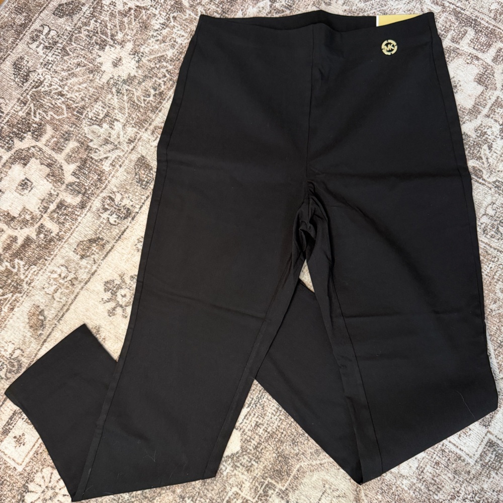 NWT Michael Kors Skinny Black Trousers with Gold Accent